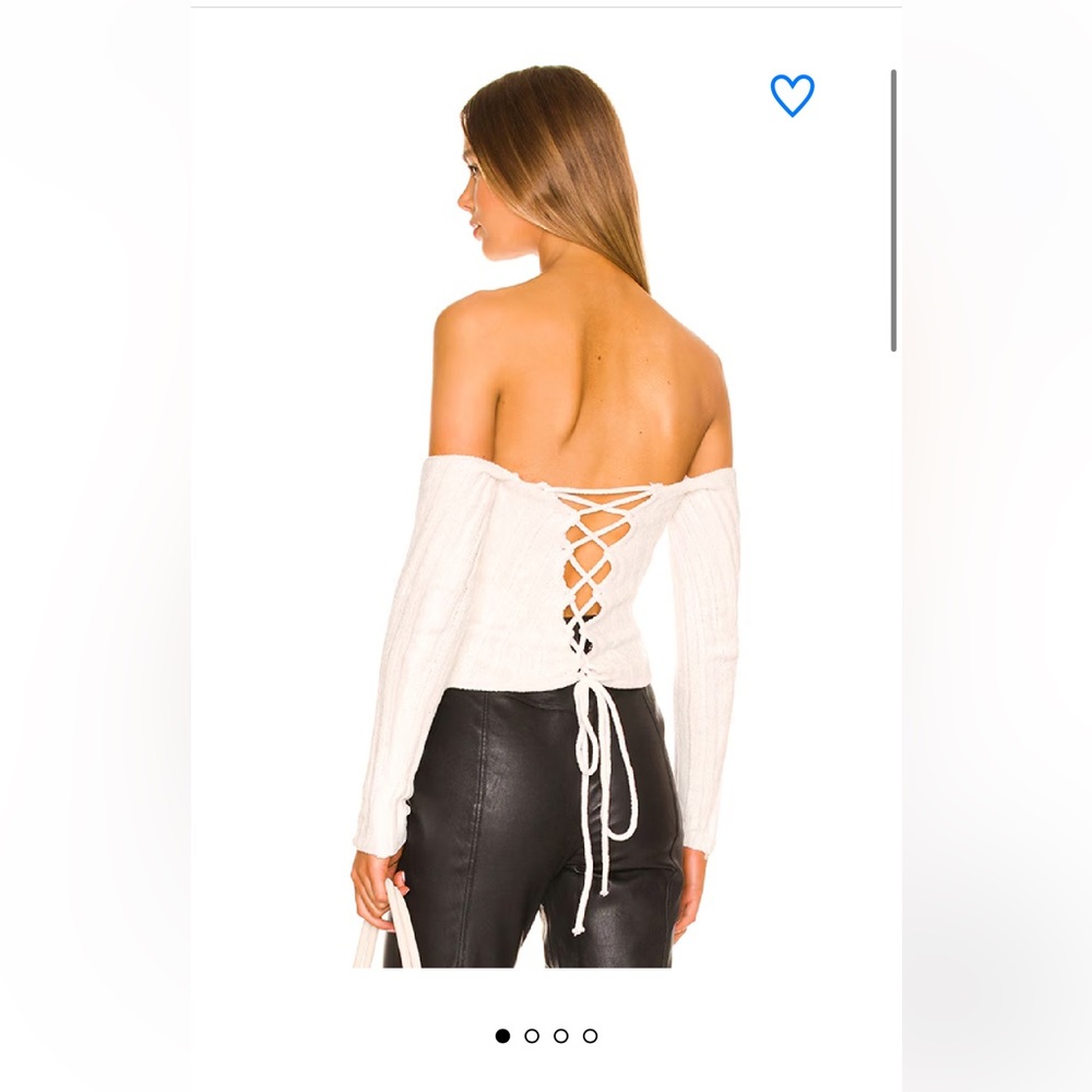 Superdown SHERRIE LACE UP BACK SWEATER IN IVORY